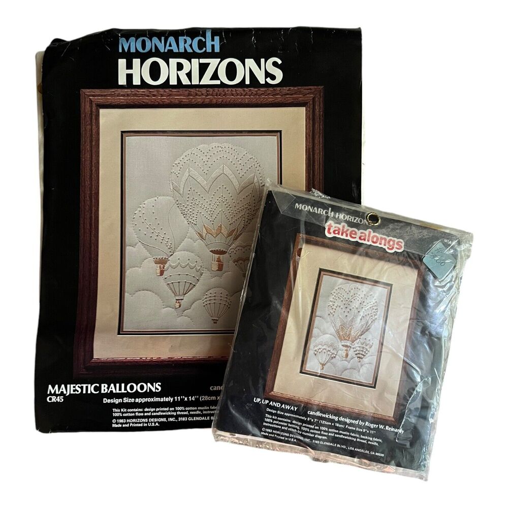 Lot VTG Monarch Horizons Candlewicking Kit Hot Air Majestic Balloons Take Alongs